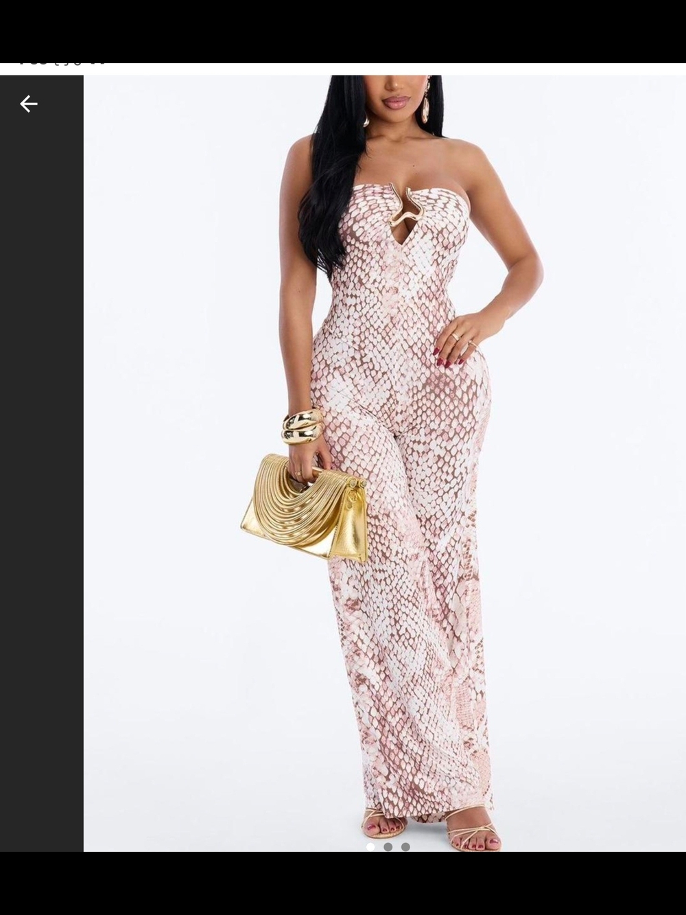 Fashion Nova Strapless Pink Snake-Print Wide Leg Jumpsuit